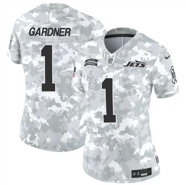 Womens New York Jets #1 Sauce Gardner 2024 F.U.S.E Arctic Camo Salute To Service Limited Stitched Jersey Dzhi